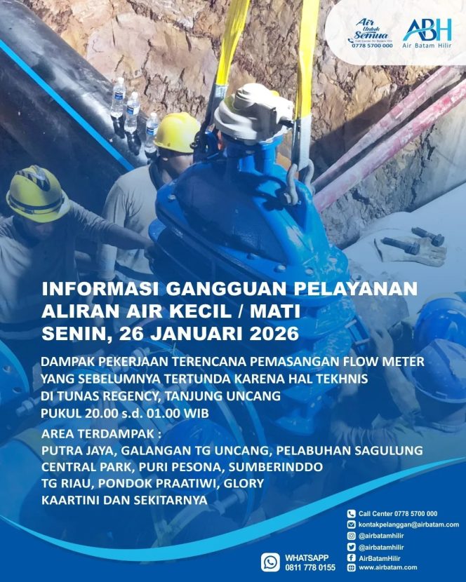 
					Besok Ada Pemasangan Flow Meter di Tunas Regency, Ini Wilayah Terdampak Aliran Air Mengecil Sementara Waktu