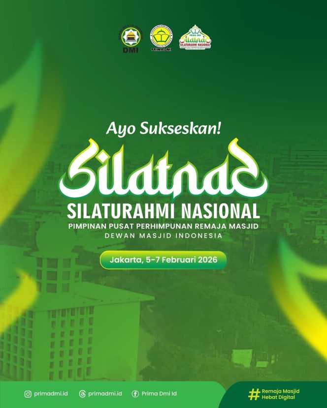 
					Pamflet Silaturahmi Nasional (Silatnas PRIMA DMI) di Jakarta, 5-7 Februari 2026.
