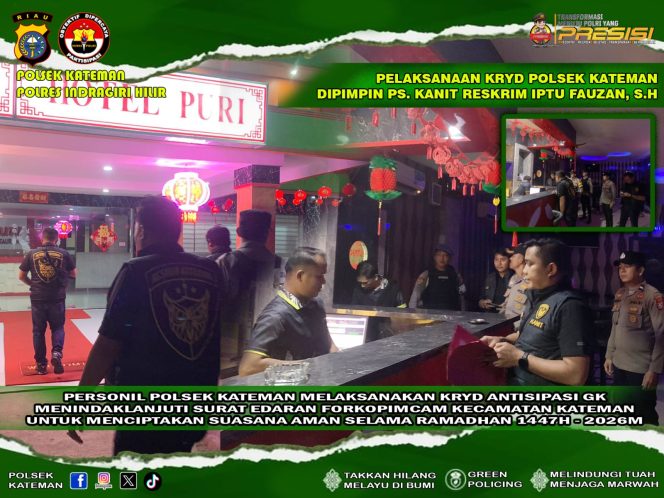 
					Polsek Kateman Gencarkan KRYD, Antisipasi Kerawanan Malam Ramadan