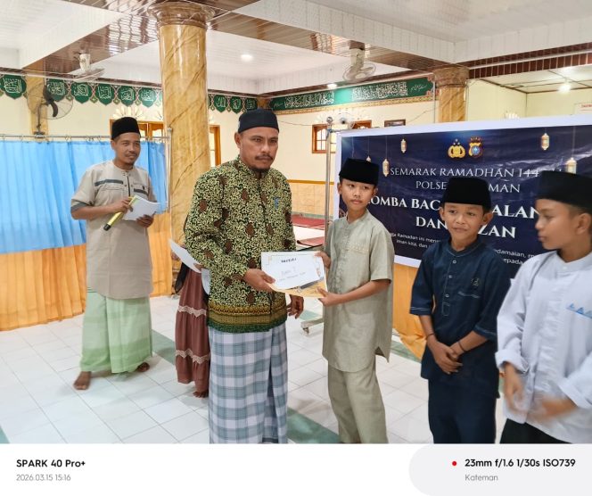 
					Polsek Kateman Bangun Semangat Qurani Anak-anak Lewat Lomba Adzan dan Hafalan Ayat Pendek di Masjid Al-Huda