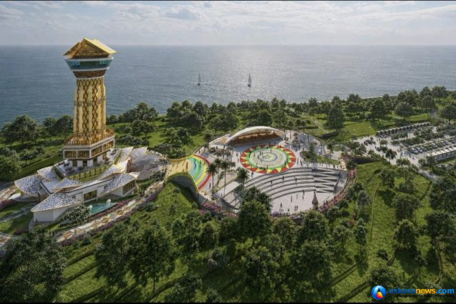
 Rancangan desain Museum dan Monumen Bahasa Nasional Pulau Penyengat. Pemerintah Provinsi Kepulauan Riau menargetkan pembangunan akan dimulai pada awal Agustus 2026, menyusul telah diselesaikannya 10 tahapan penting persyaratan pekerjaan. (Sumber: Dinas PUPP Kepulauan Riau)