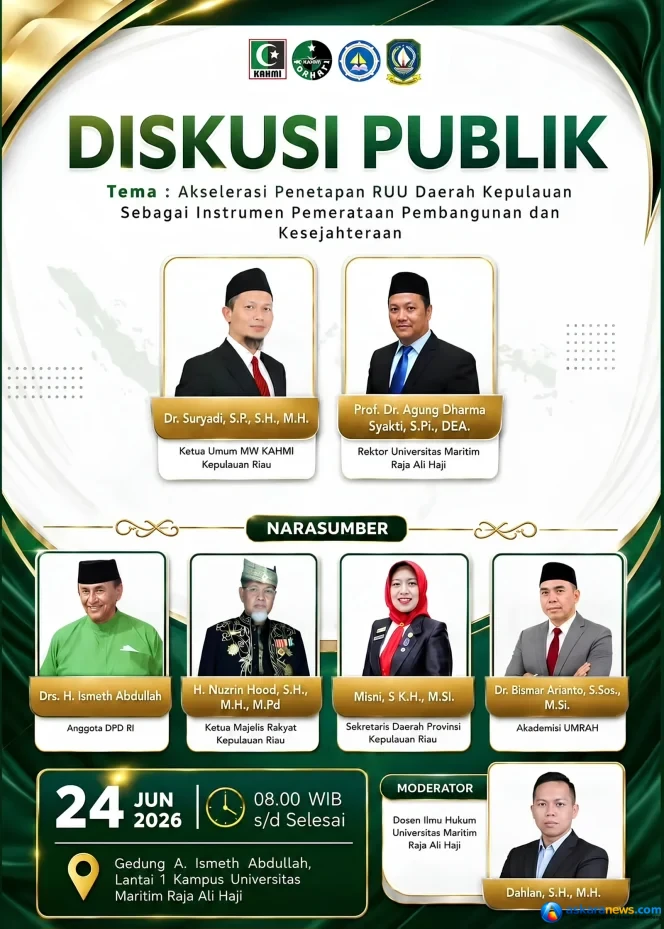 
 Akselerasi RUU Daerah Kepulauan: UMRAH dan KAHMI Kepri Gelar Diskusi Publik untuk Pemerataan Pembangunan