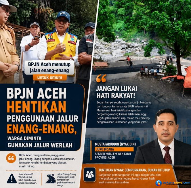 
 BPJN Aceh Diminta Tak Asal Tutup Jalan Enang-Enang, SEKBER Aceh Relawan Mualem-Dek Fadh: Jangan Lukai Hati Rakyat Gayo!