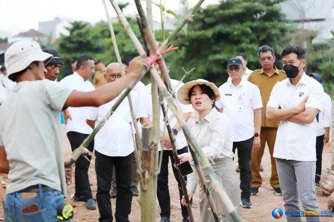 
 Wakil Wali Kota Batam, Li Claudia Chandra, menanam pohon di kawasan DAS Baloi Indah, Selasa (7/7/2026). 