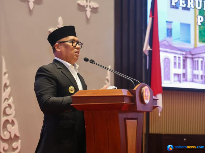 
 Wakil Gubernur Kepri, Nyanyang Haris Pratamura berpidato dalam rapat paripurna digelar di DPRD Kepri, Dompak, Tanjungpinang, Rabu (16/9/2026). 