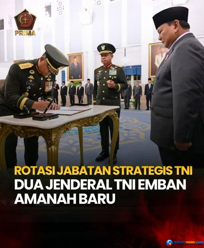 
 Rotasi Jabatan Strategis TNI, Presiden Prabowo lantik Maruli Simanjuntak jadi Wakil Panglima TNI dan Tandyo Budi jadi KSAD di Istana Merdeka Jakarta.