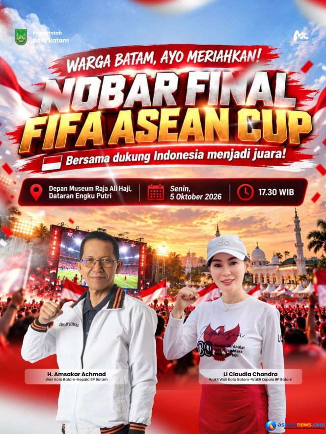 
 Pemko Batam gelar nobar Final FIFA ASEAN CUP 2026 di Dataran Engku Putri Batamcentre, Senin (5/10/2026).