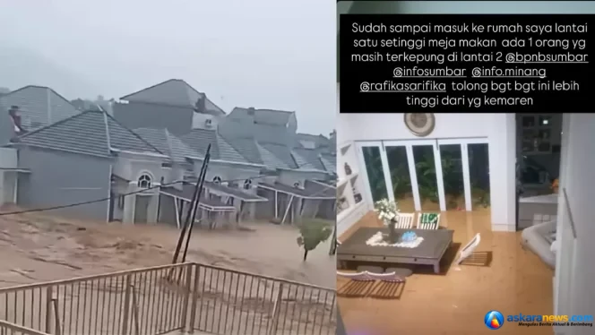 
 Padang Diterjang Banjir Bandang Dahsyat, Arus Deras Robohkan Pagar Kompleks