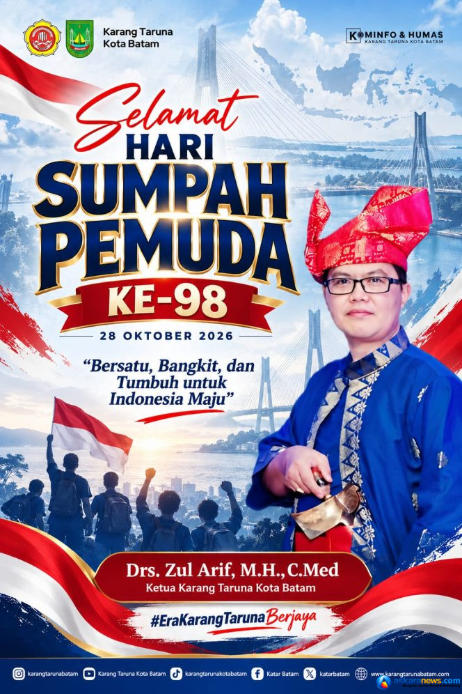 
 Karang Taruna Kota Batam: Peringati Hari Sumpah Pemuda Ke-98, Ketua Karang Taruna Kota Batam Ajak Pemuda Bersatu, Berkarya dan Berjaya Untuk Kemajuan Batam